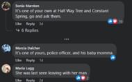 Comments alleging the involvement of Donaldson police constable boyfriend in her disappearance (Image via JamaicaConstabularyForce/Facebook)